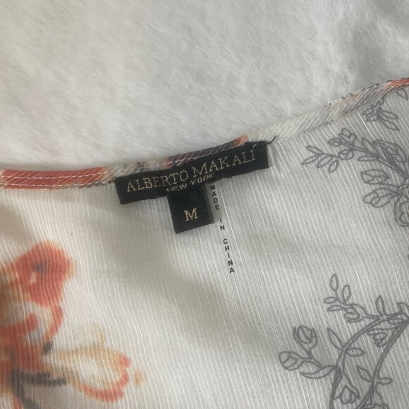 Alberto Makali Floral Sheer Long Dress Lace Trim Bell Sleeves Peasant Boho M - Picture 3 of 16